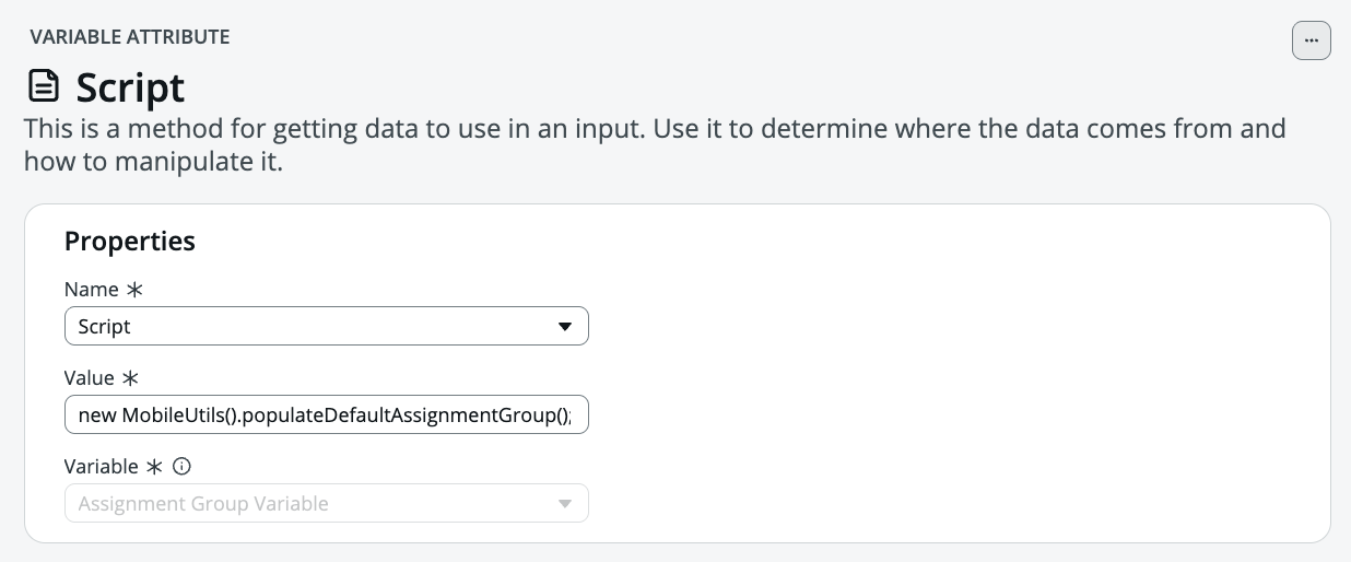 Set Script attribute for Variable in ServiceNow